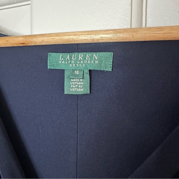 LAUREN Ralph Lauren Carleton Jersey Cowl Neck Sheath Dress Navy Blue Cocktail 16 - Picture 8 of 10